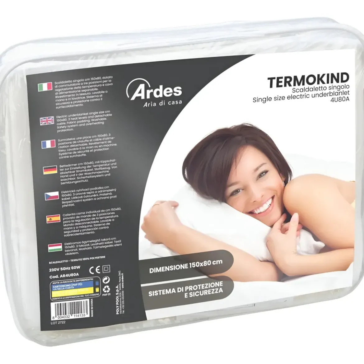 Scaldaletto Elettrico Ardes Singolo 80x150 cm 3 Temperature Poliestere
