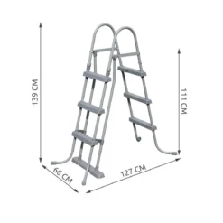 Scaletta per Piscina 3 gradini 107 cm Fuori Terra in Acciaio per Bambini Scala