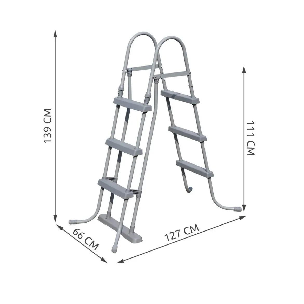 Scaletta per Piscina 3 gradini 107 cm Fuori Terra in Acciaio per Bambini Scala