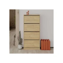 Scarpiera 4 Ante a Ribalta Doppie Legno Rovere Chiaro