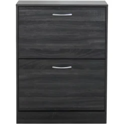 Scarpiera 2 Ante a Ribalta Slim Salvaspazio Legno Grigio Scuro Moderno