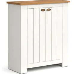 Scarpiera 2 Ante Mobile Ingresso Bianco Rovere 4 Ripiani 84x42x100 cm