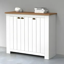 Scarpiera 3 Ante Mobile Ingresso Bianco Rovere 8 Ripiani 114x42x100 cm