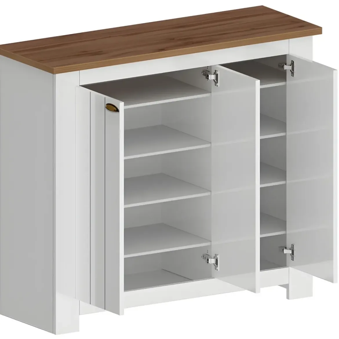 Scarpiera 3 Ante Mobile Ingresso Bianco Rovere 8 Ripiani 114x42x100 cm