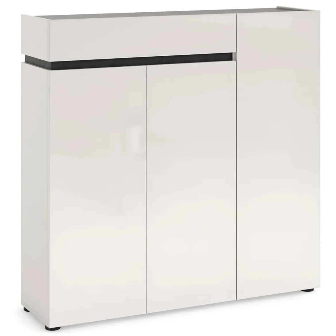 Scarpiera 3 Ante 120x34x115 cm Bianca con Cassetto Soft-Close