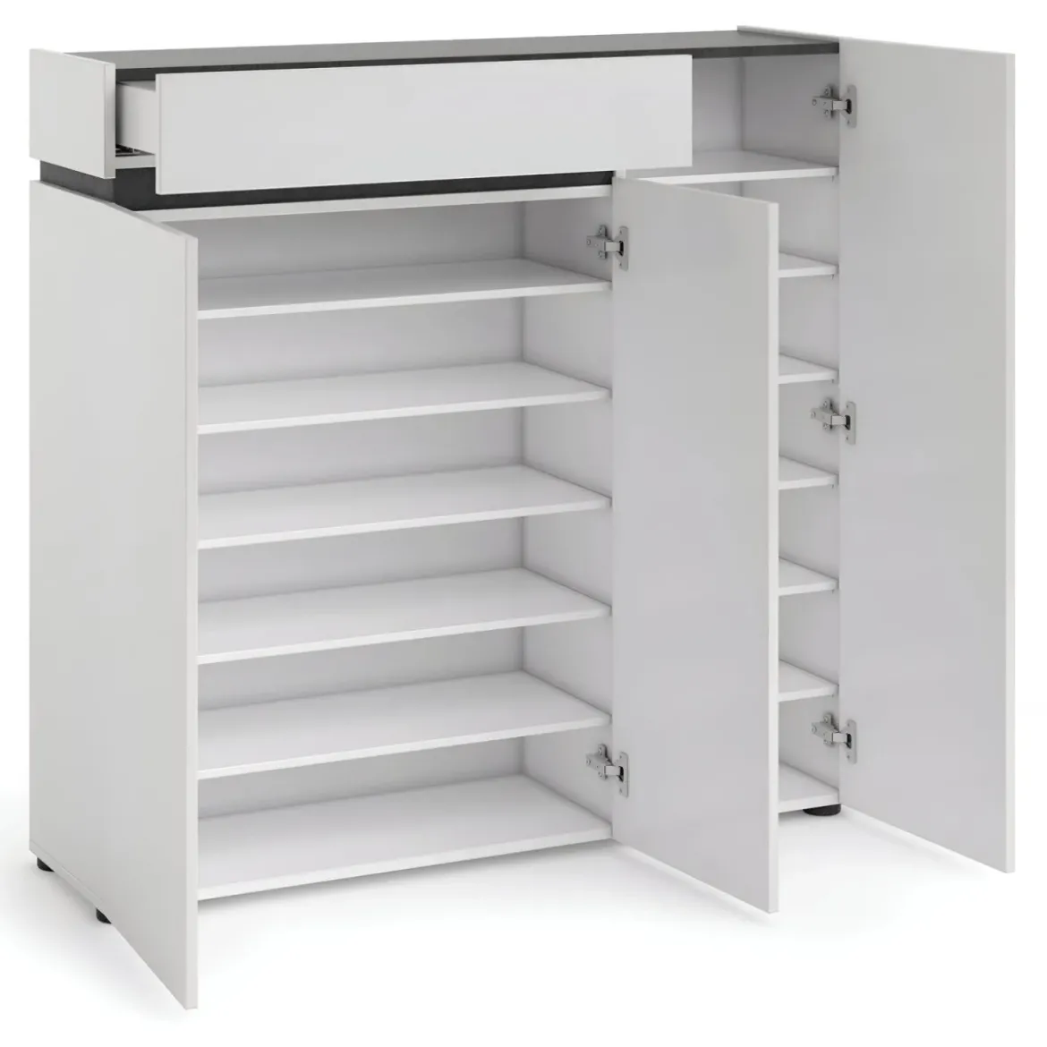 Scarpiera 3 Ante 120x34x115 cm Bianca con Cassetto Soft-Close
