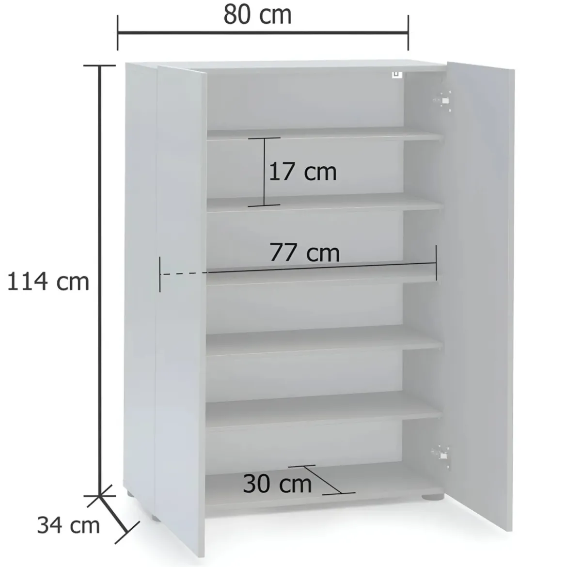 Scarpiera 2 Ante 80x34x114 cm Grigia Salvaspazio