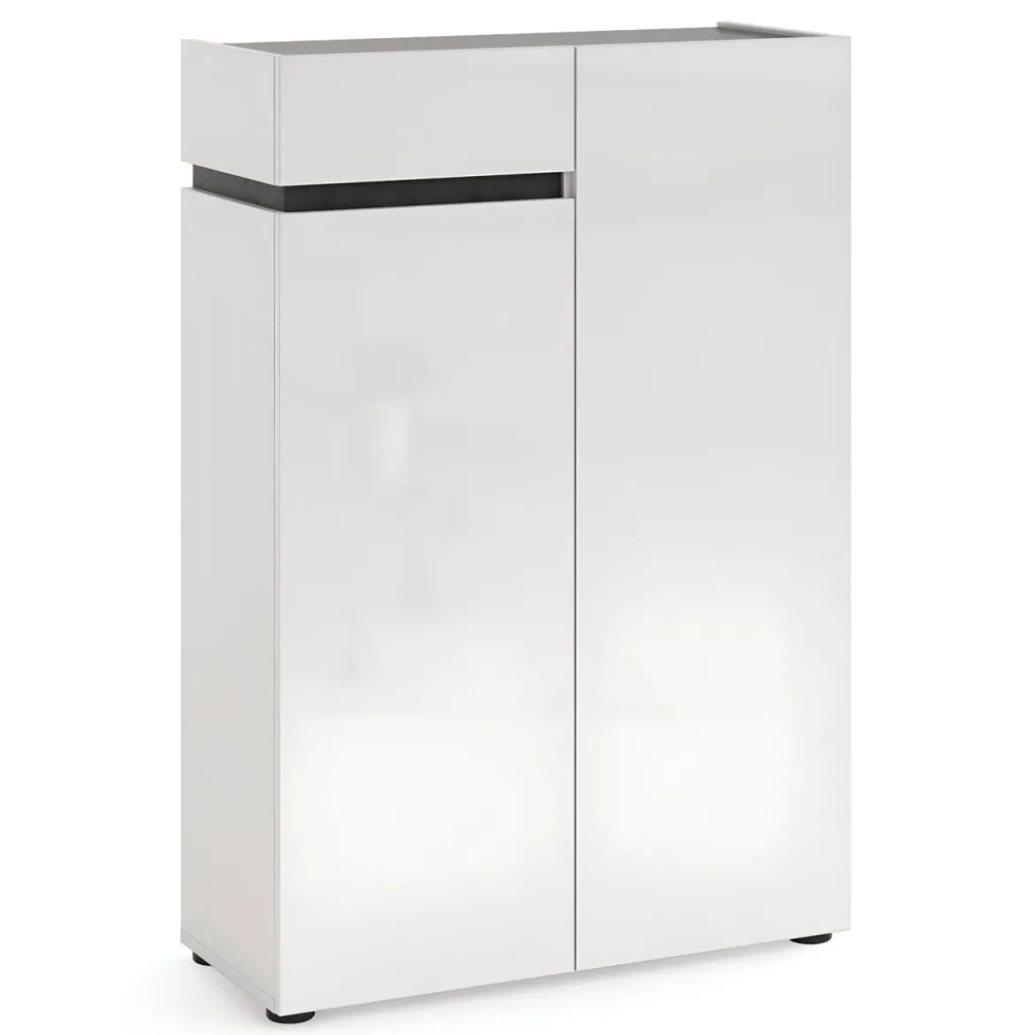 Scarpiera Bianca 80x34x115 cm 2 Ante e Cassetto Soft-Close
