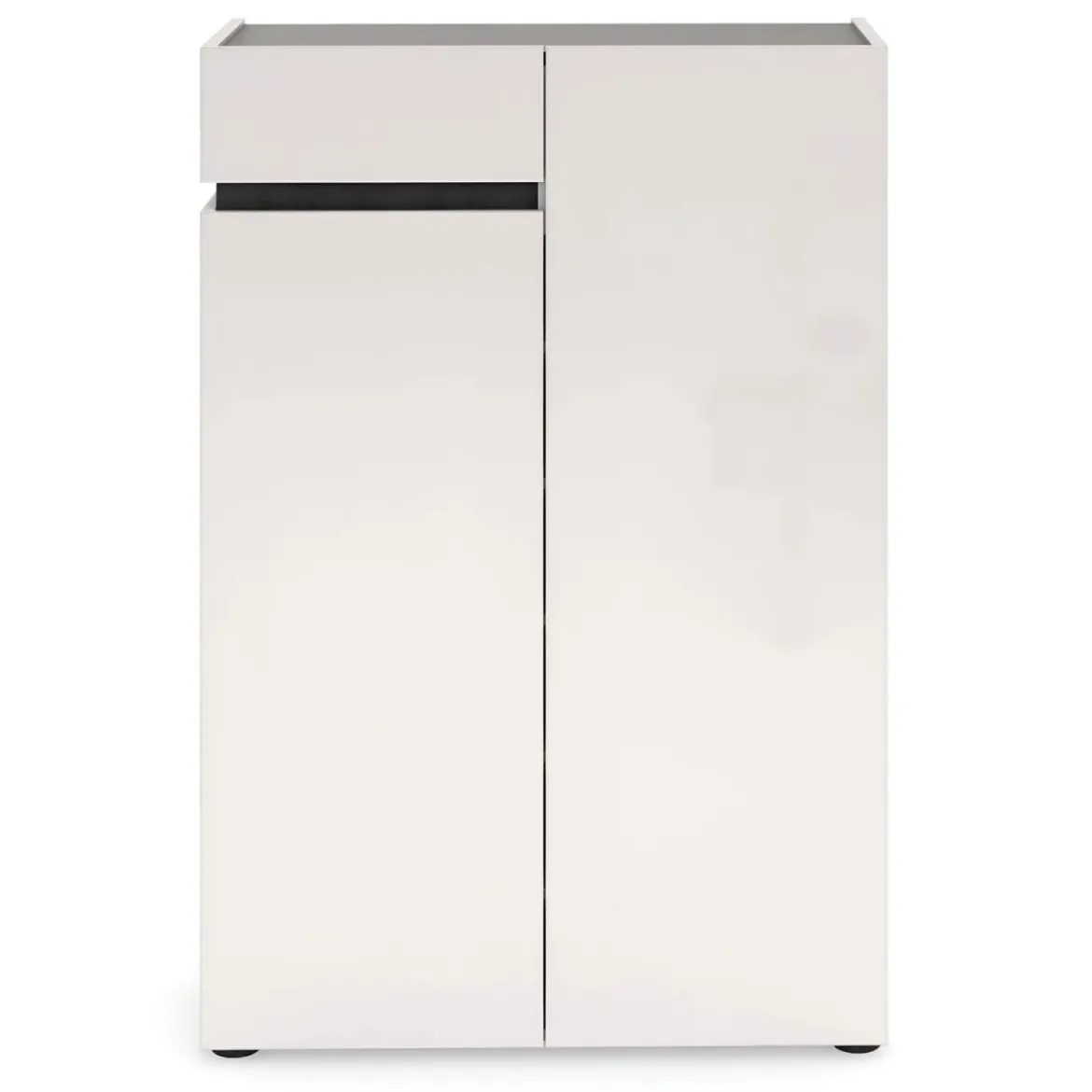 Scarpiera Bianca 80x34x115 cm 2 Ante e Cassetto Soft-Close