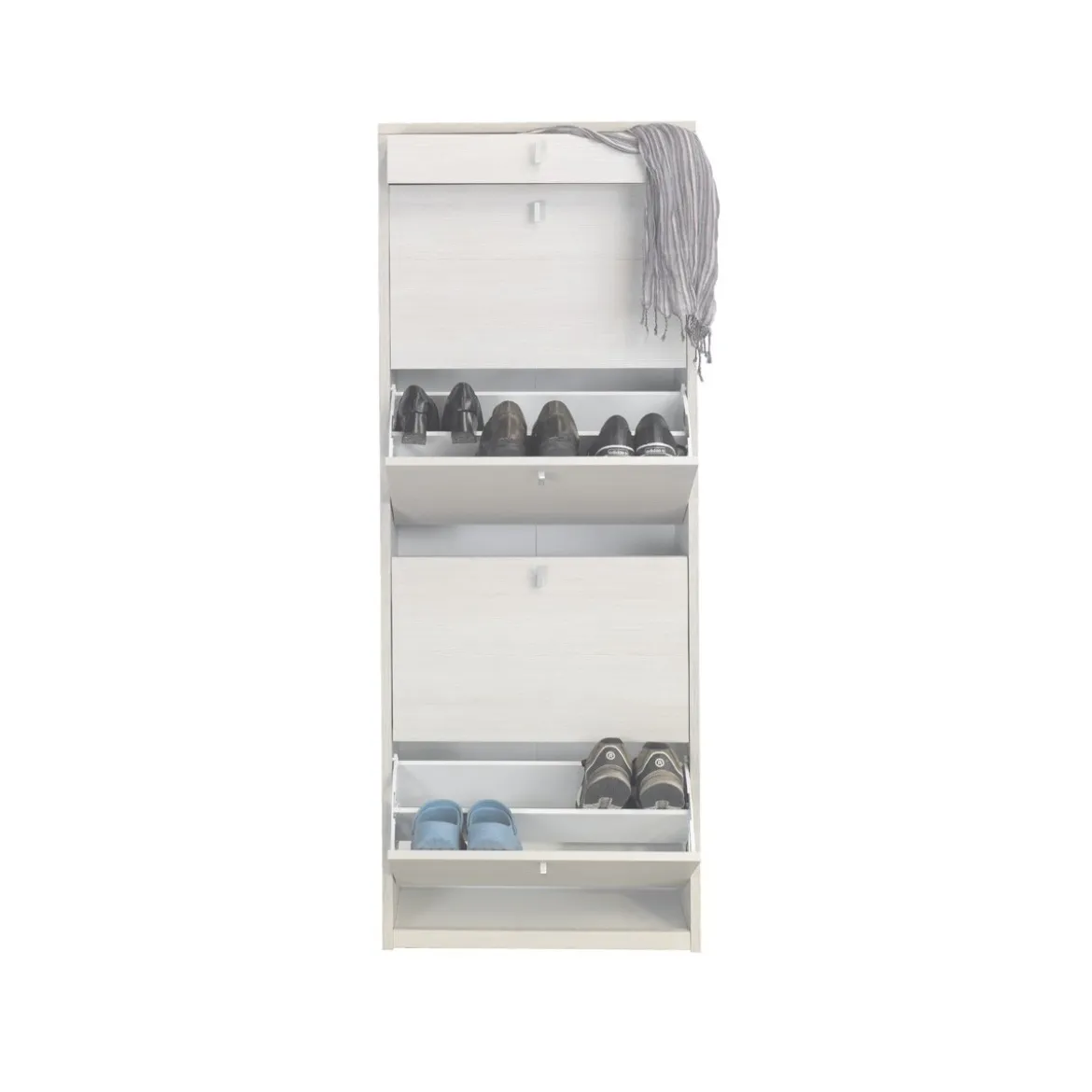Scarpiera Ossido Bianco 4 Ante a Specchio Ribalta Doppia 20 Paia Cassetto Scarpe