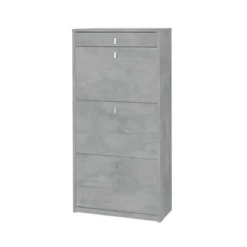 Scarpiera Slim Grigio 3 Ante Ribalta con Cassetto Portascarpe Mobile Salvaspazio