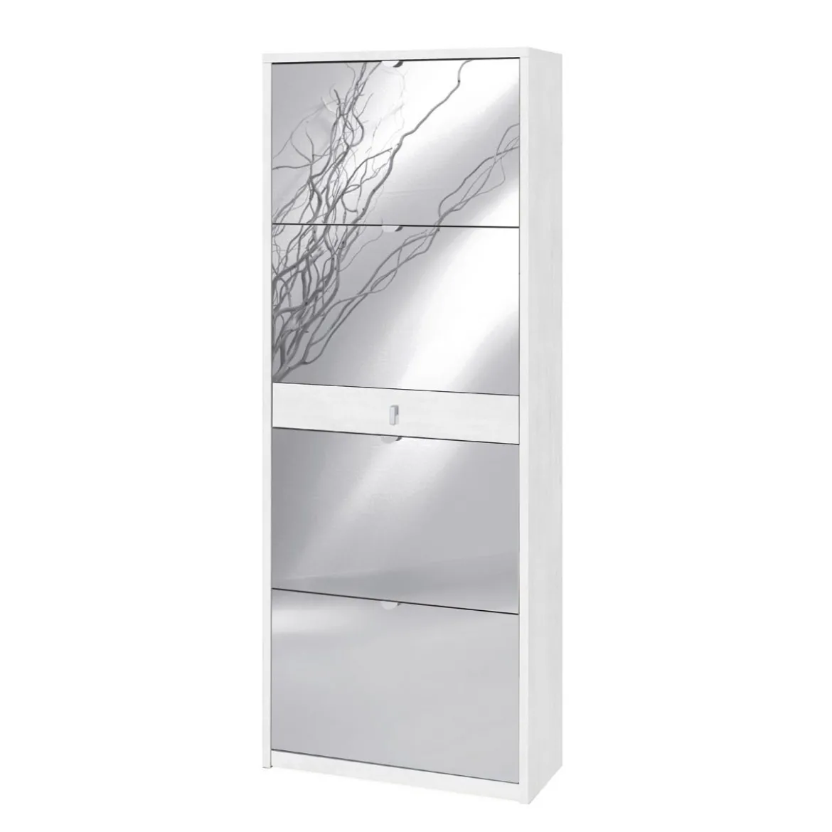 Scarpiera Slim Ossido 4 Ante a Specchio Ribalta Doppia con Cassetto Porta Scarpe