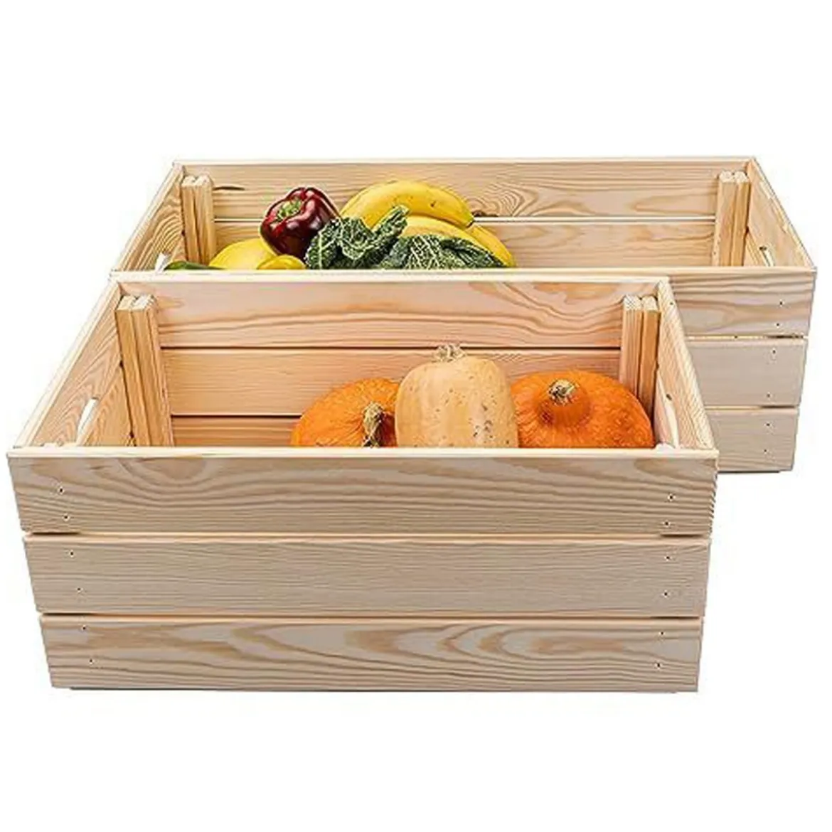 Scatola in Legno Organizzatore Frutta e Verdura Cassetta Impilabile