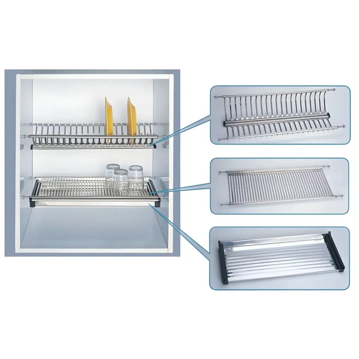 Scolapiatti da Incasso per Pensile Regolabile Organizzatore Piatti 76 cm