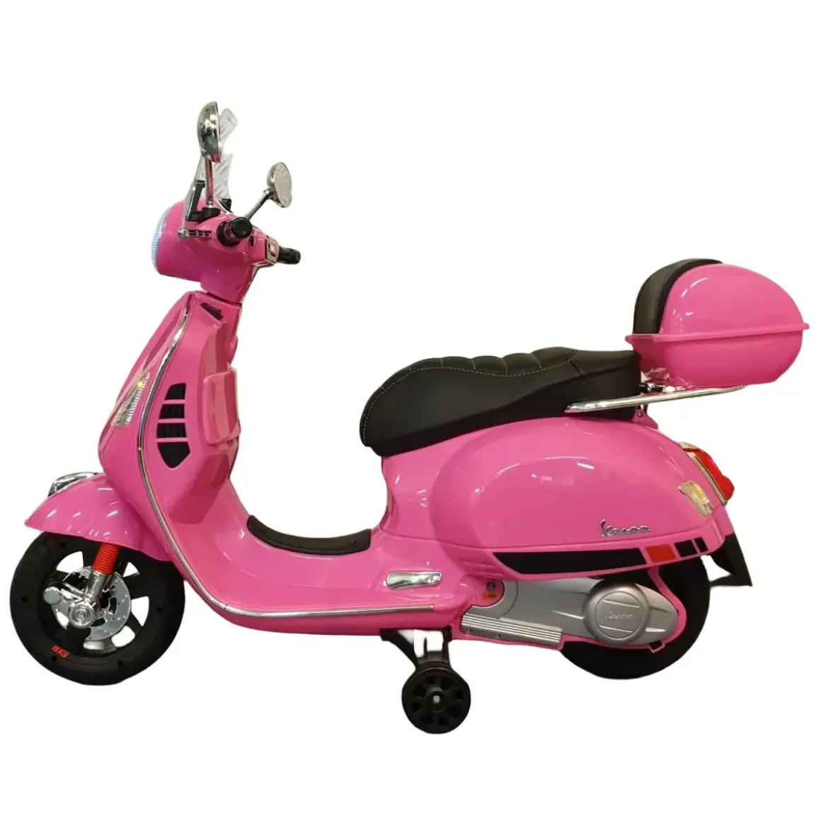 Scooter Elettrico per Bambini Vespa GT 12V Rosa Sedile in Pelle Luci
