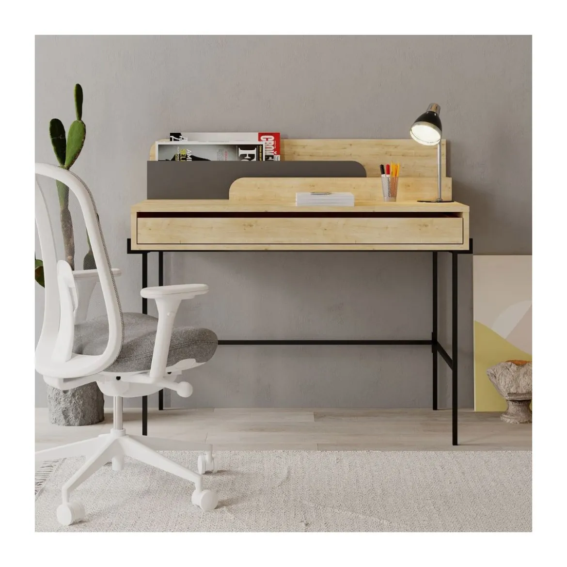 Scrivania con Cassetto Rovere 110x60 cm Camera Ufficio Studio