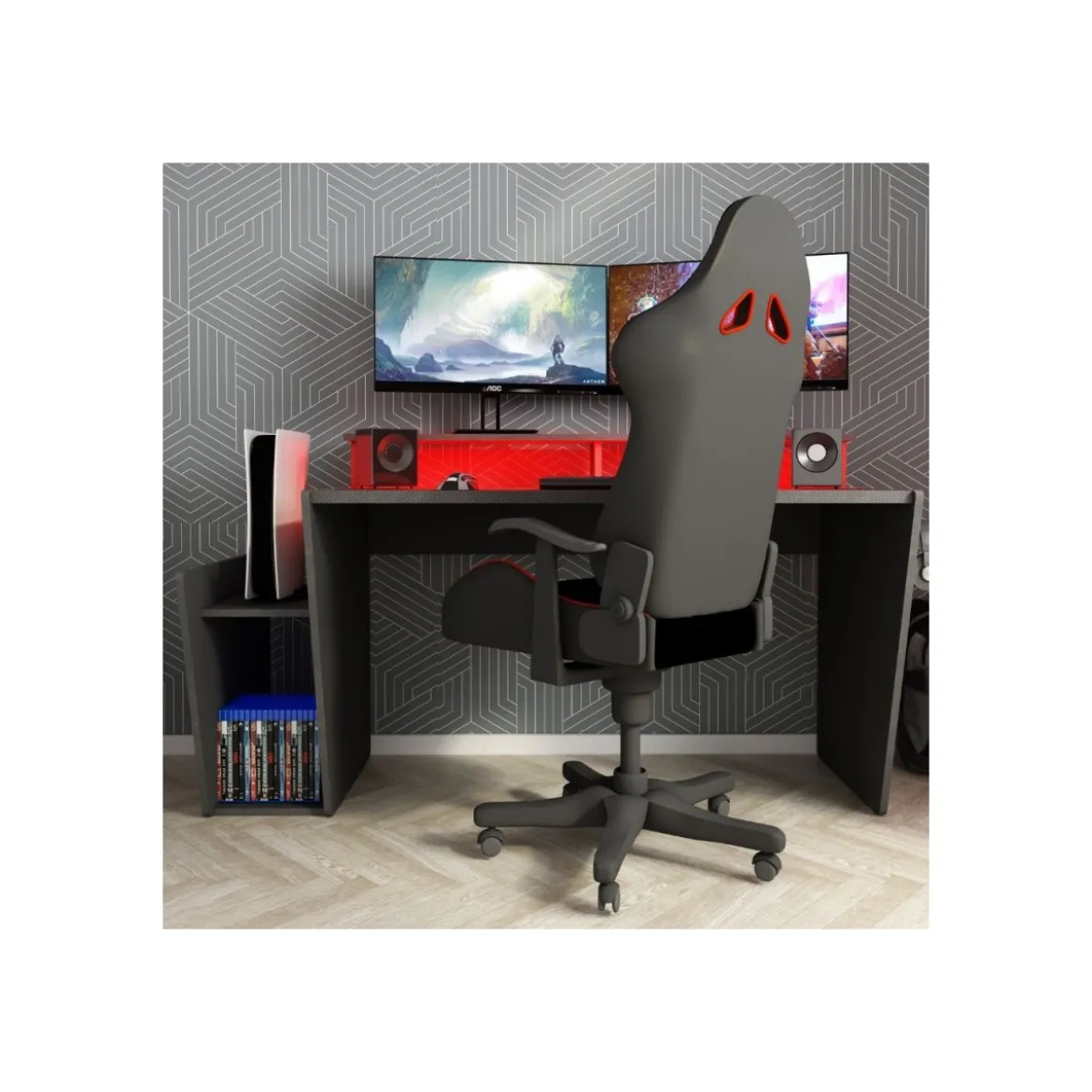 Scrivania da Gaming 130cm con luci a led e porta cuffie