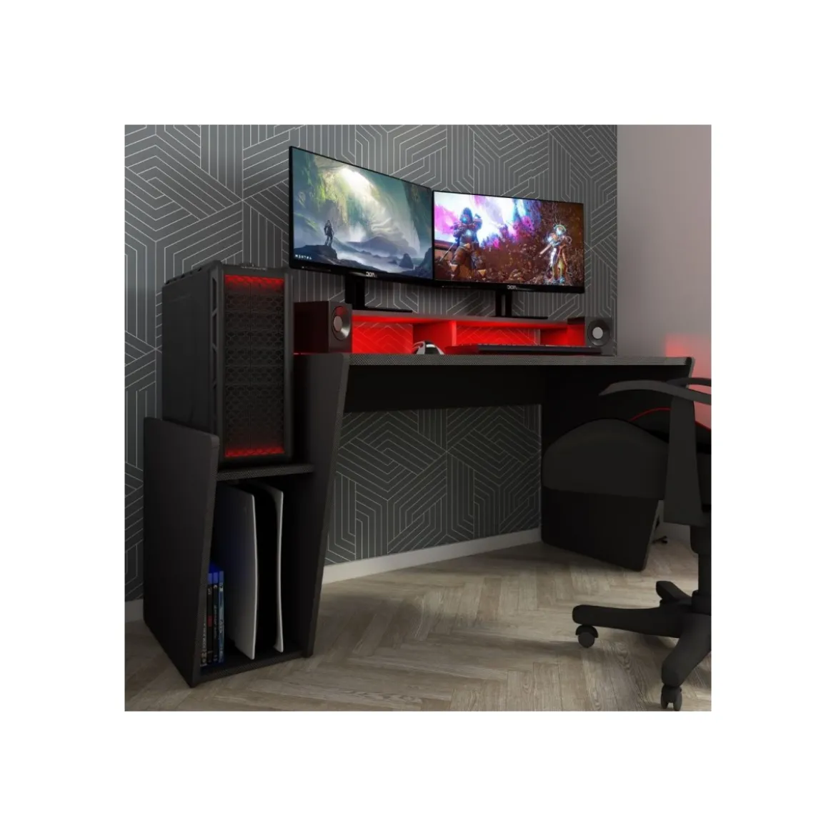 Scrivania da Gaming 130cm con luci a led e porta cuffie