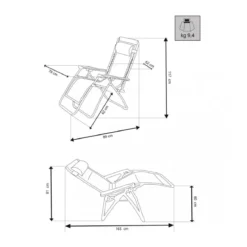 Sdraio Comfort da Esterno con Braccioli Basculante Grigio/Nero Spiaggia