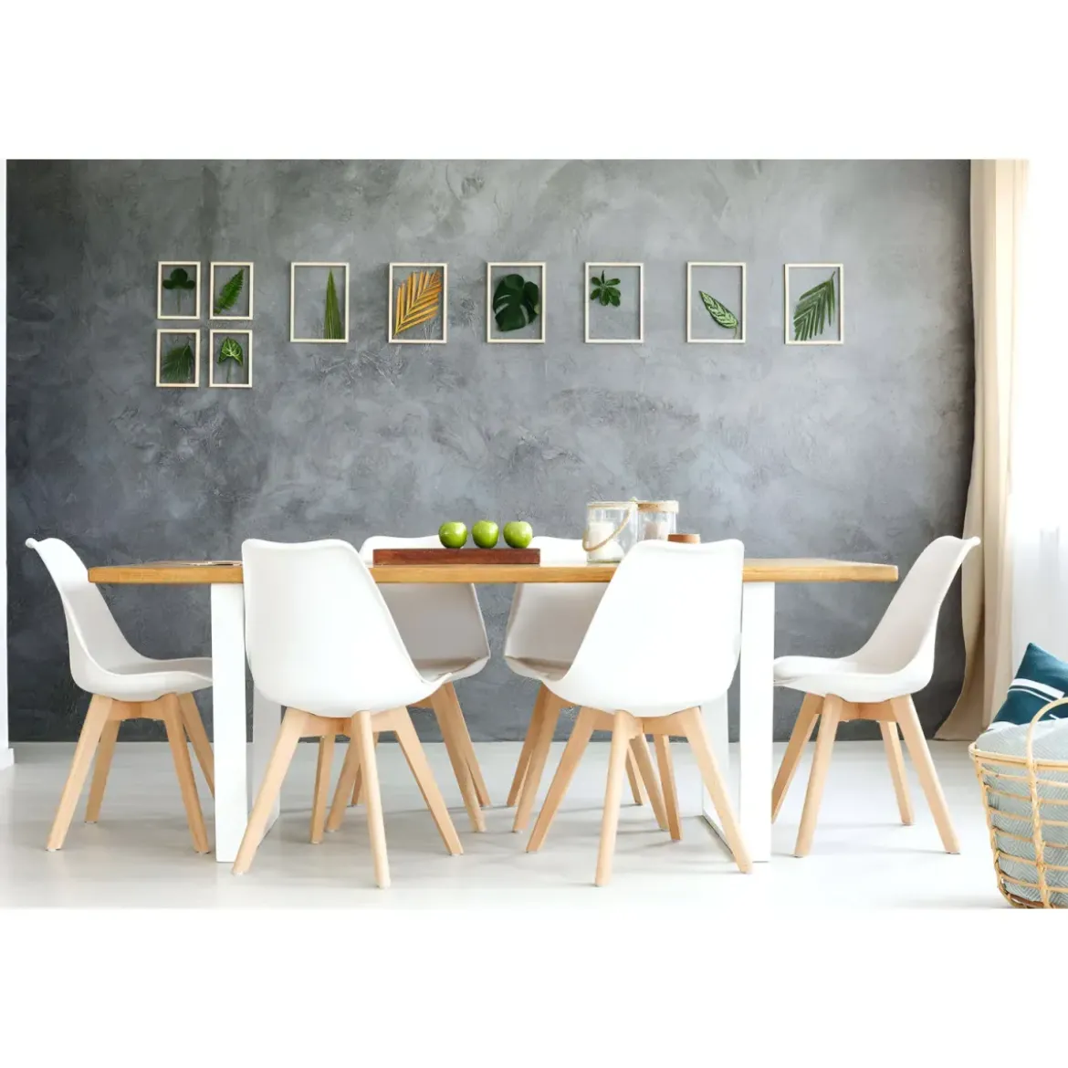 Sedia Bianca Cucina Sala da Pranzo Studio Gambe in Legno Moderna
