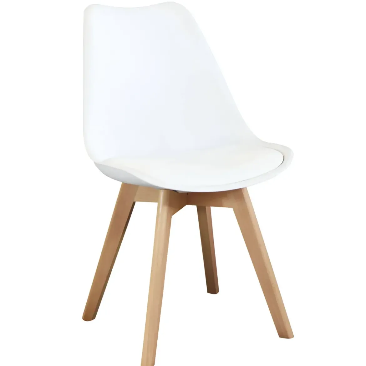 Sedia Bianca Cucina Sala da Pranzo Studio Gambe in Legno Moderna
