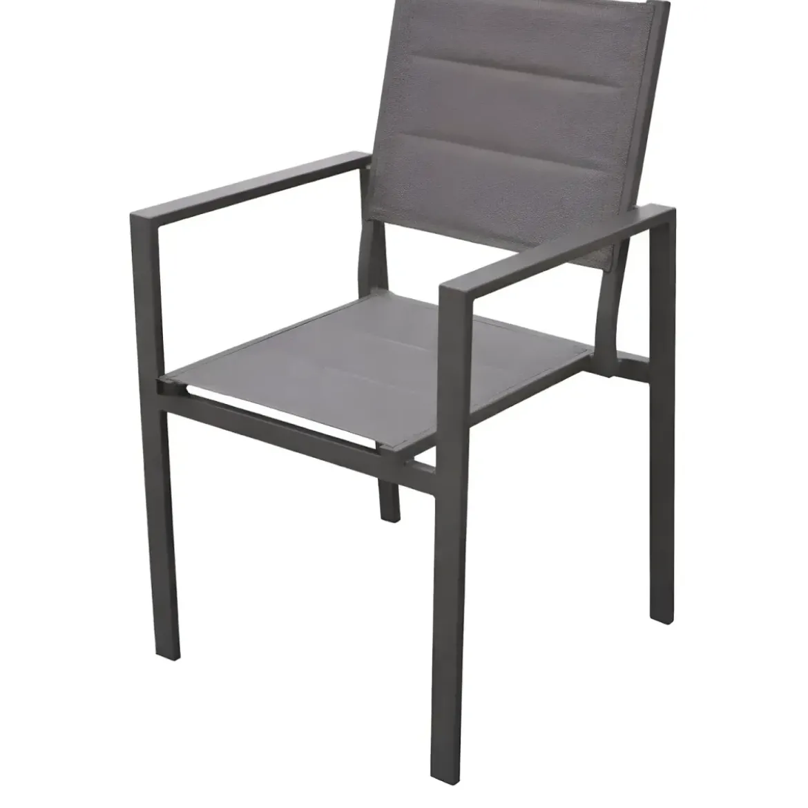 Sedia con Braccioli da Esterno Antracite Struttura Alluminio Textilene