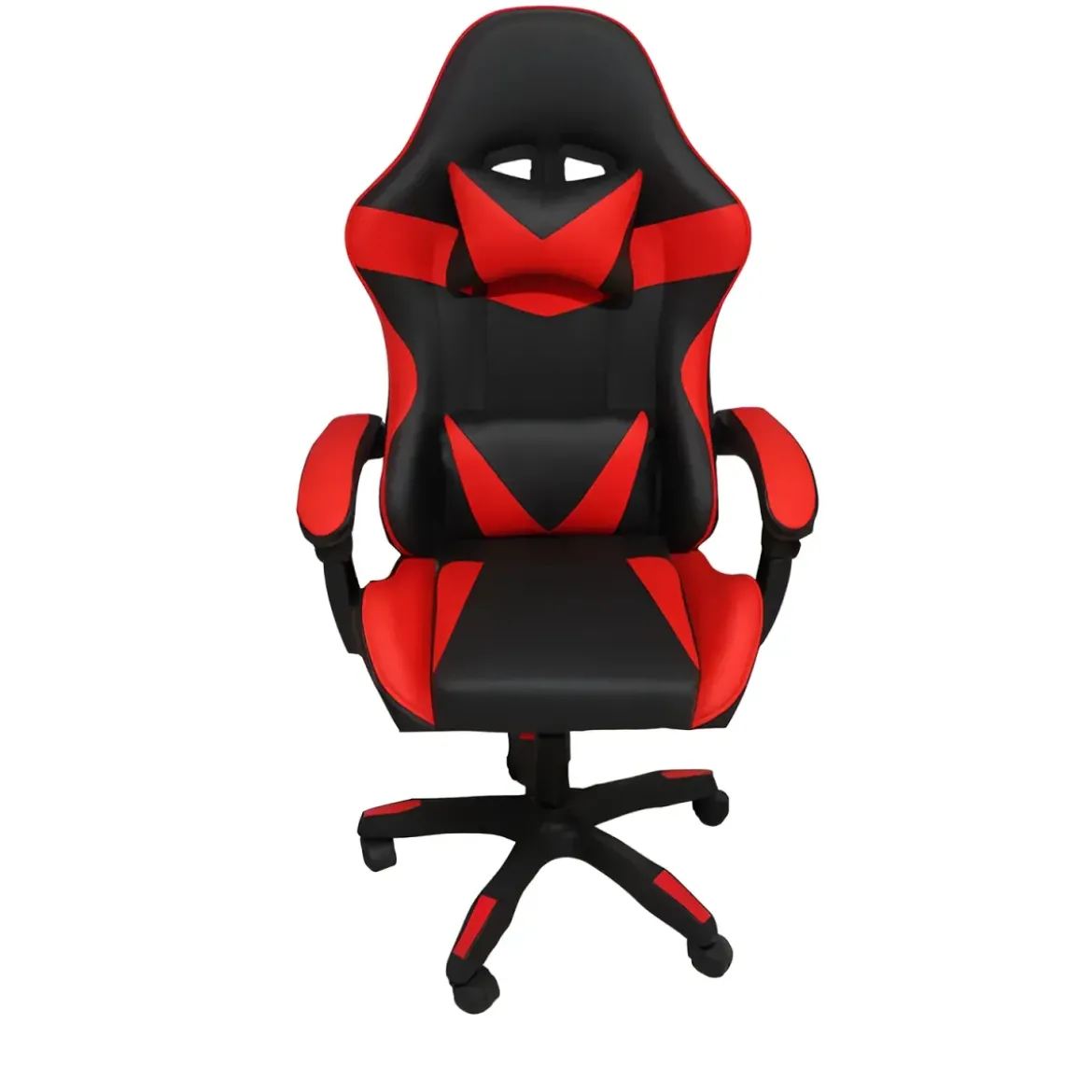 Sedia da Gaming in PVC con Imbottitura Nero e Rosso Reclinabile Girevole