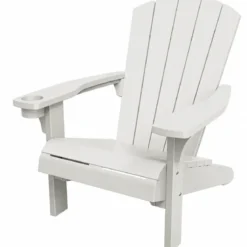 Sedia da Giardino Poltrona Keter Bianco Effetto Legno Porta Bicchiere