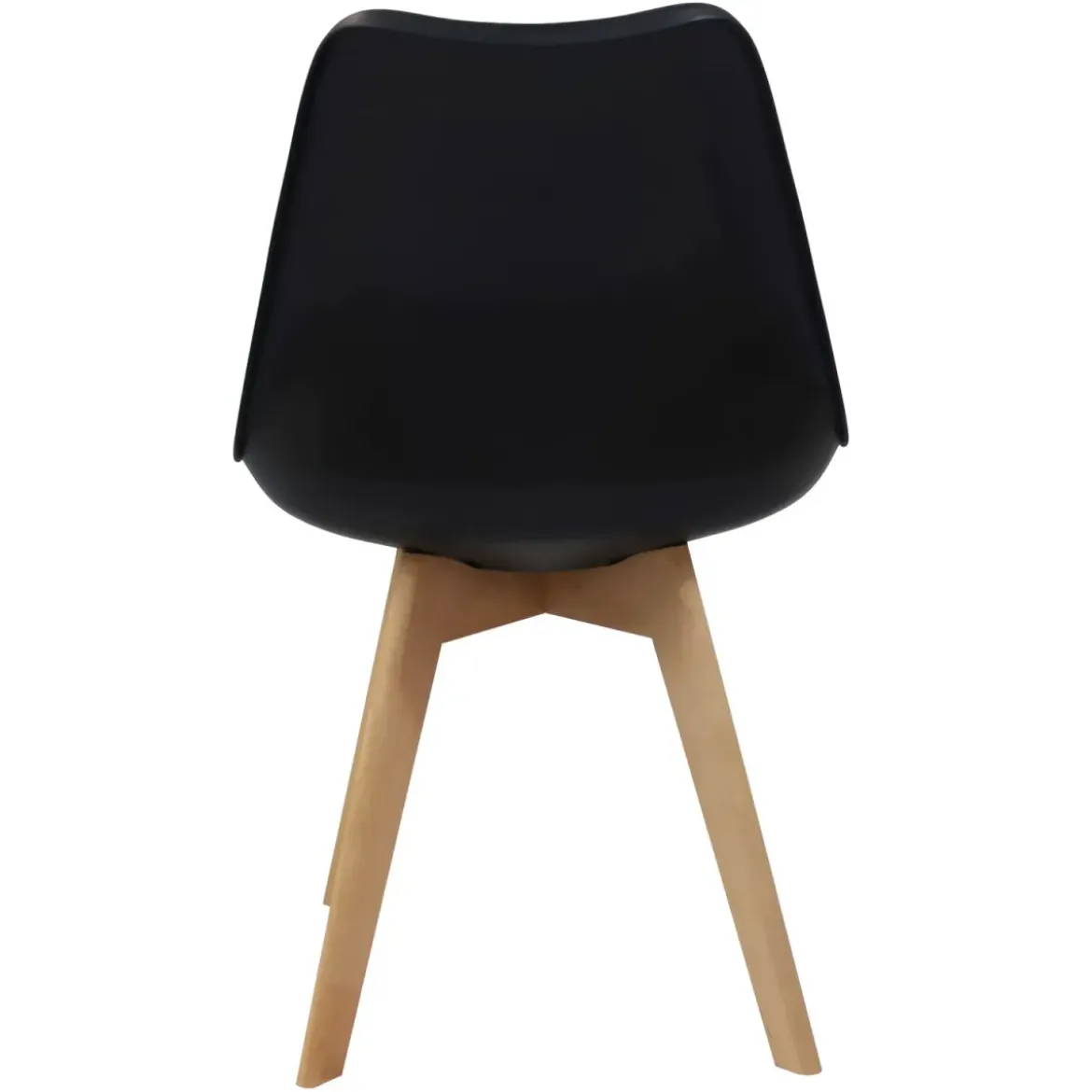 Sedia da Pranzo Moderna Gambe Legno Faccio Seduta Poliuretano Nero