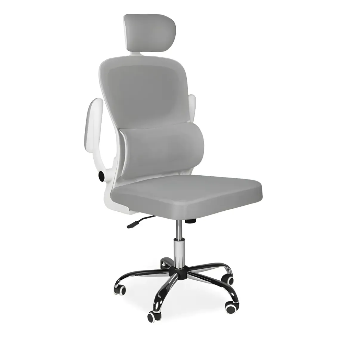 Sedia da Ufficio Ergonomica Grigio Schienale e Braccioli Regolabili