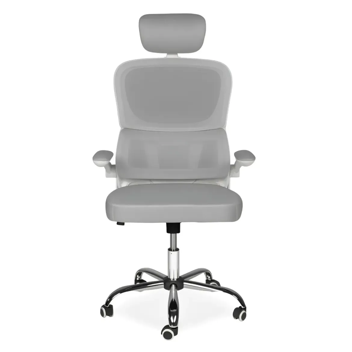Sedia da Ufficio Ergonomica Grigio Schienale e Braccioli Regolabili