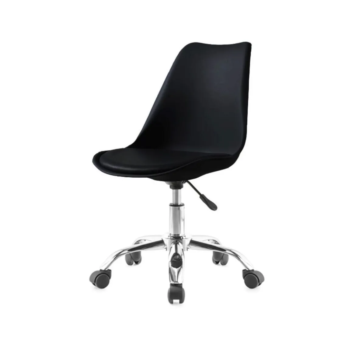 Sedia da Ufficio in Plastica Nero e Base Cromata