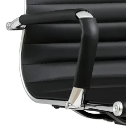 Sedia da Ufficio in PVC Nero Regolabile Oscillante Moderna Schienale Alto