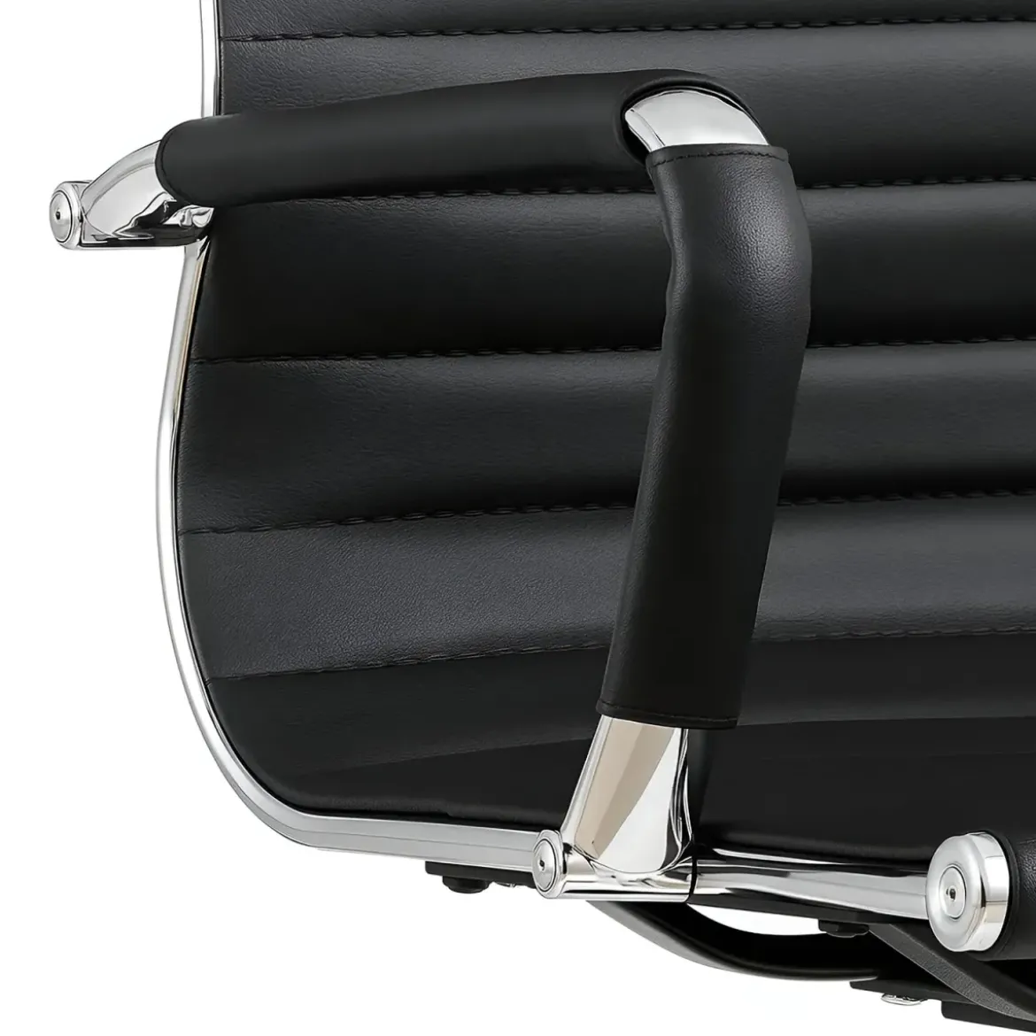 Sedia da Ufficio in PVC Nero Regolabile Oscillante Moderna Schienale Alto
