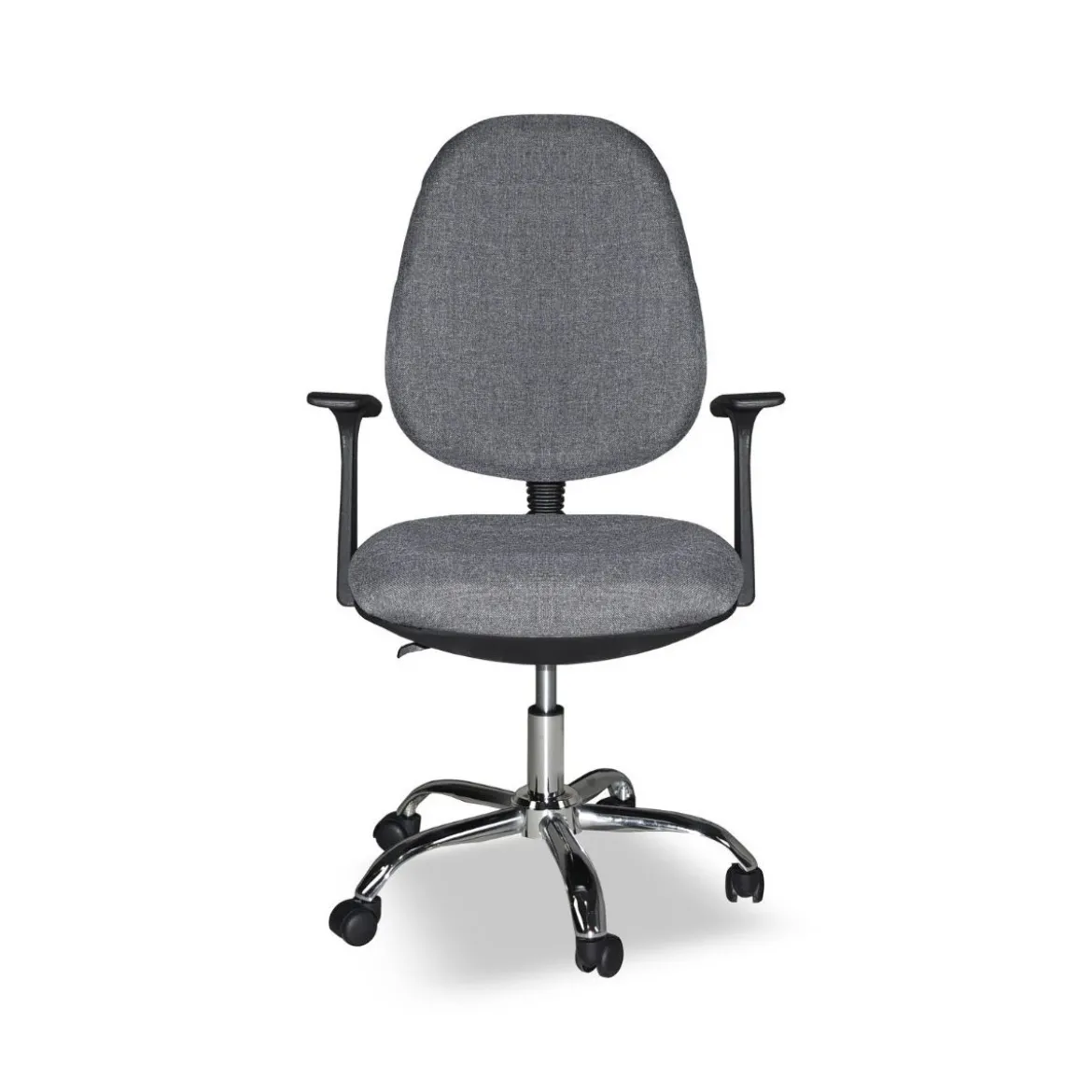 Sedia da Ufficio in Tessuto Grigio con Base Cromata