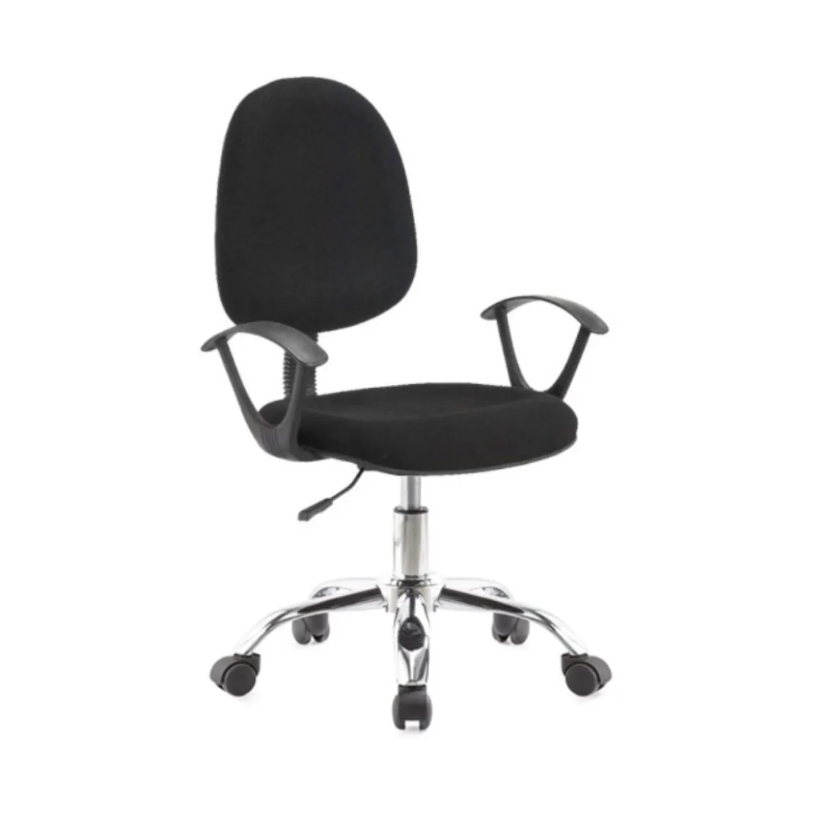 Sedia da Ufficio in Tessuto Nero con Base Cromata