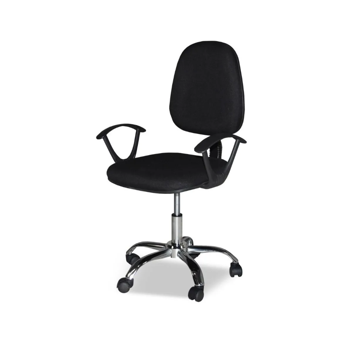 Sedia da Ufficio in Tessuto Nero con Base Cromata