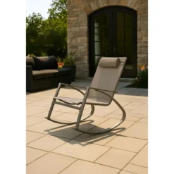 Sedia Dondolo da Esterno in Acciaio 60x104x95 cm con Poggiatesta