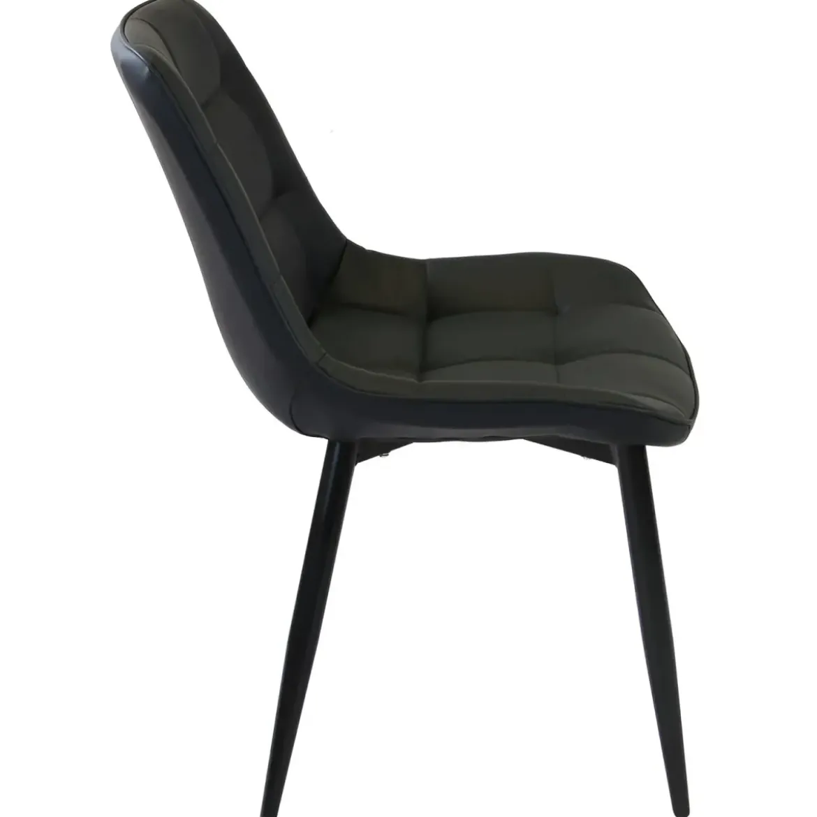 Sedia Imbottita Sala da Pranzo in Ecopelle Nero Moderna Gambe Metallo