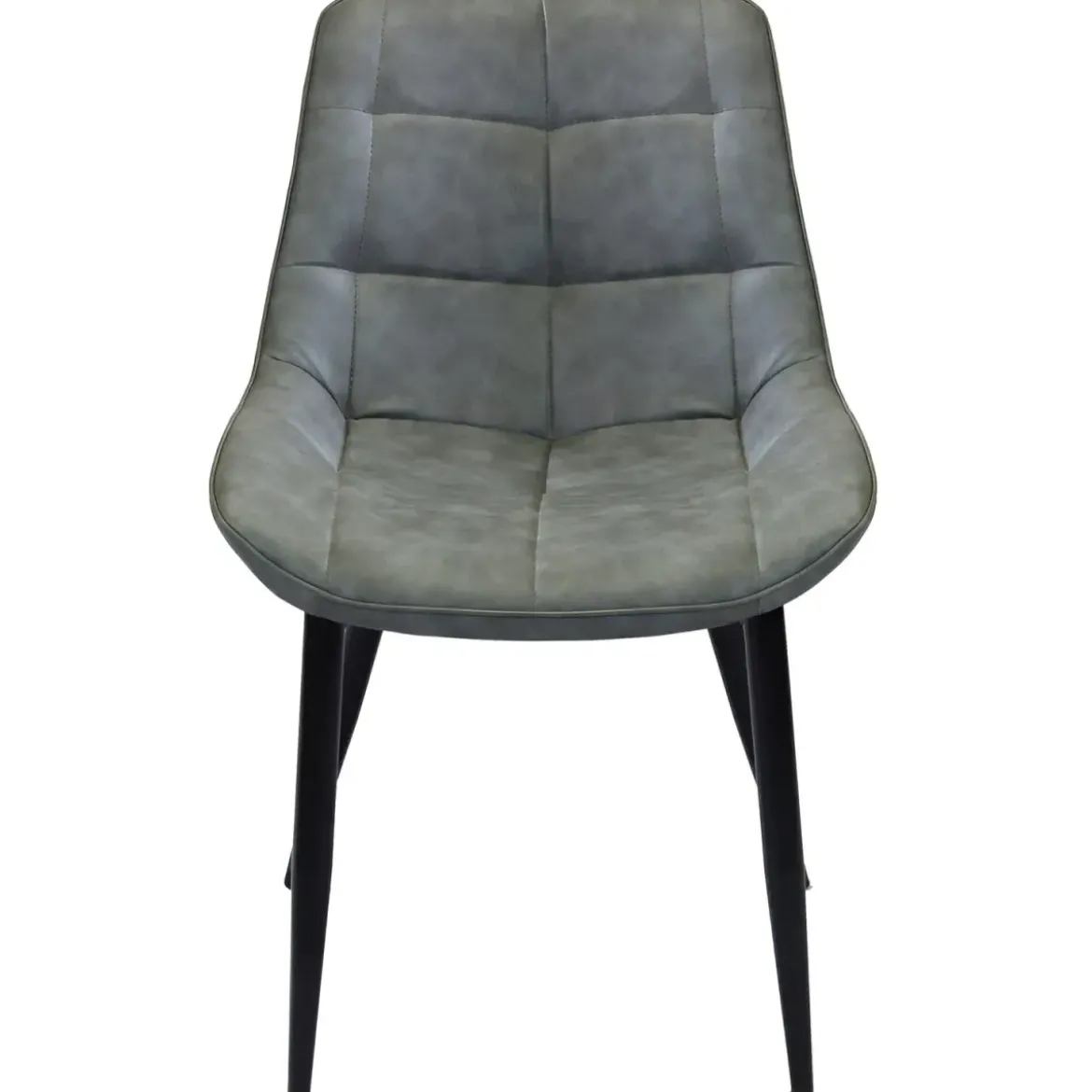 Sedia Imbottita Sala da Pranzo in Ecopelle Grigio Moderna Gambe Nere