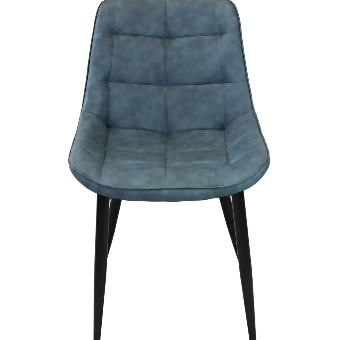 Sedia Imbottita Sala da Pranzo Seduta Ecopelle Blu Moderna Gambe Nere