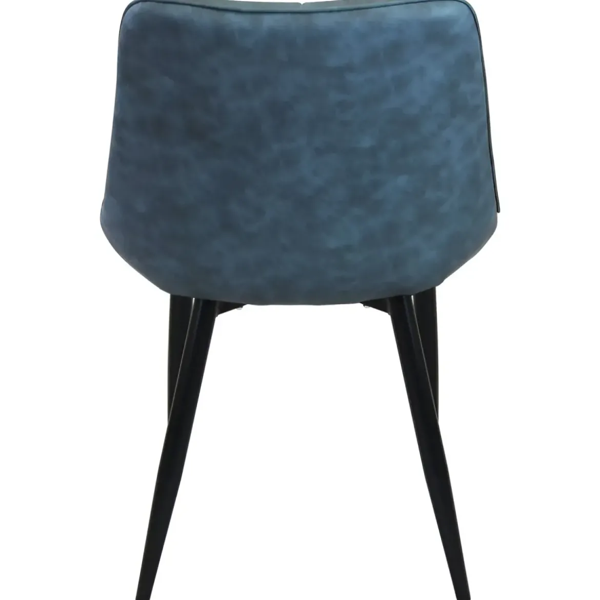 Sedia Imbottita Sala da Pranzo Seduta Ecopelle Blu Moderna Gambe Nere