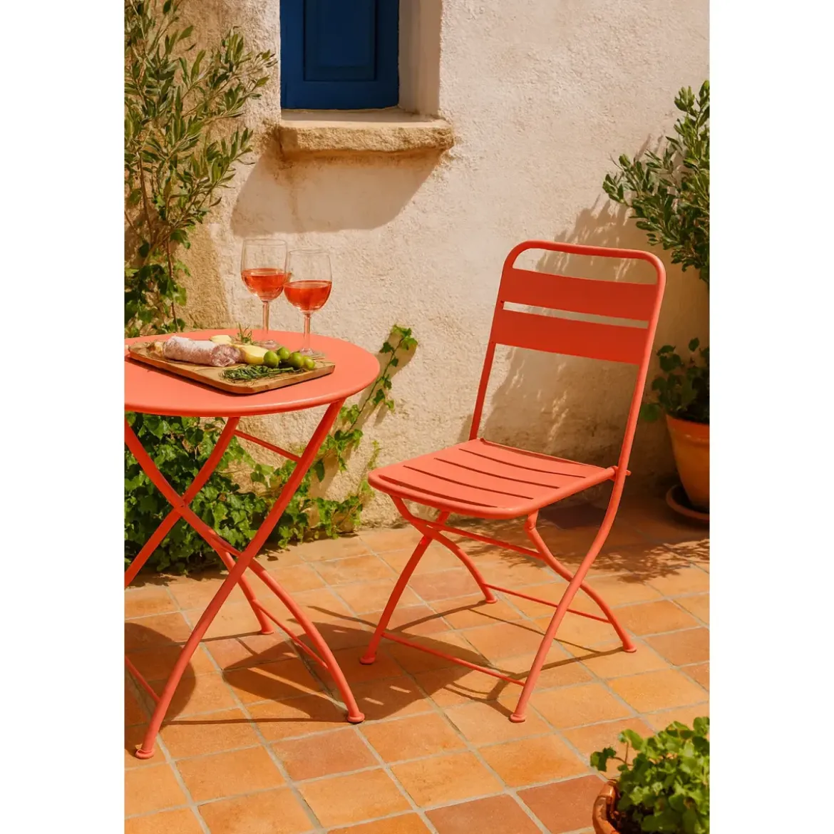Sedia Pieghevole in Acciaio Rosso per Esterno e Interno 42x50x88 cm