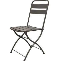 Sedia Pieghevole in Acciaio Taupe per Esterno e Interno 42x50x88 cm