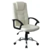 Sedia Ufficio con Ruote Beige Imbottita Braccioli Scrivania Poltrona Ergonomica