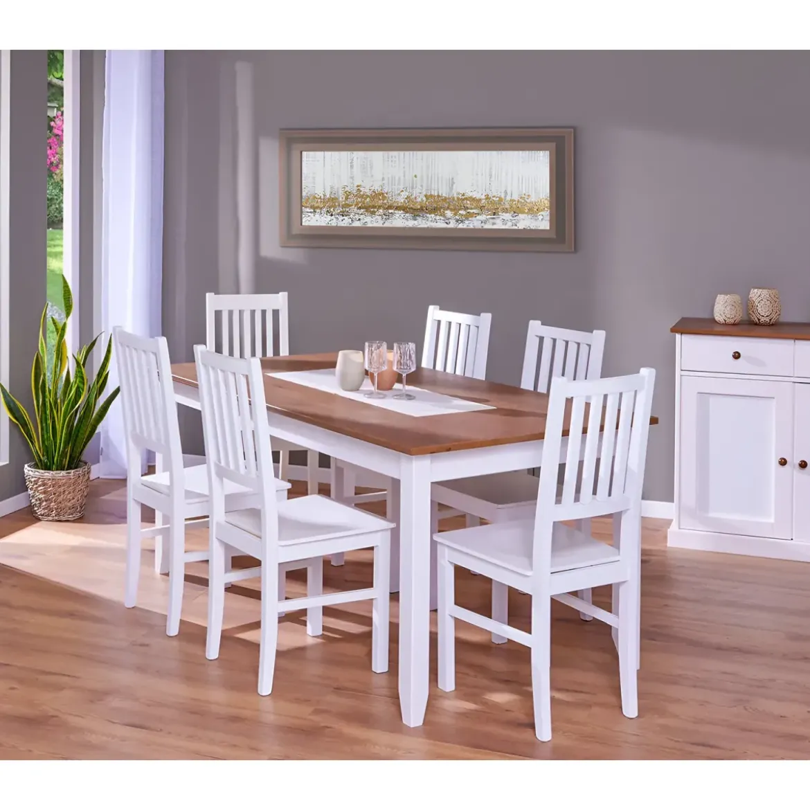2 Sedie Bianche in Legno Massello Moderne da Salotto per Cucina Soggiorno Design