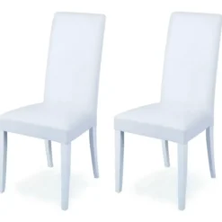 2 Sedie Ecopelle Bianche Cucina Imbottite Legno Moderna Sala da Pranzo Salotto