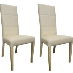 2 Sedie in Ecopelle Beige Cucina Imbottita Moderna Sala da Pranzo Salotto Legno