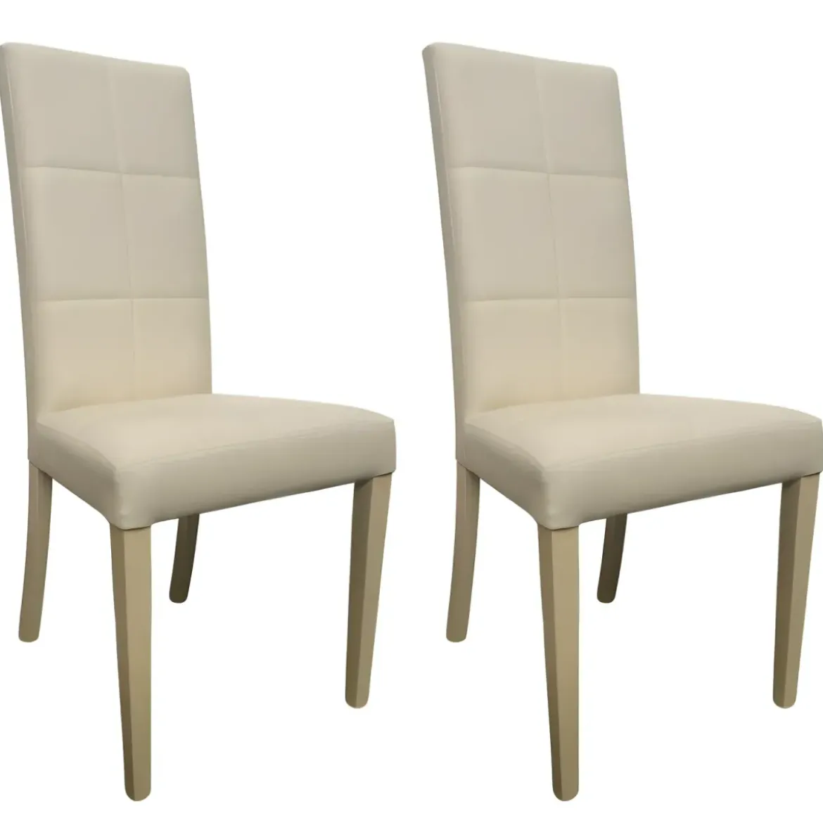 2 Sedie in Ecopelle Beige Cucina Imbottita Moderna Sala da Pranzo Salotto Legno
