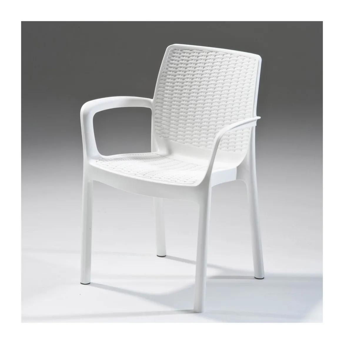 4 Sedie Poltrone Braccioli Keter Resina Bianco Rattan Esterno Giardino per Bar
